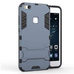 Armor Premium Tactical Grip Kickstand Shockproof Dual Layer Rugged Hard Cover for Huawei P10 Lite P10Lite - Navy