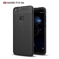 Luxury Auto Focus Litchi Texture Silicone TPU Back Cover for Huawei P10 Lite P10Lite - Black
