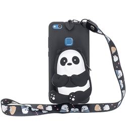Cute Panda Neck Lanyard Zipper Wallet Silicone Case for Huawei P10 Lite P10Lite