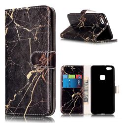 Black Gold Marble PU Leather Wallet Case for Huawei P10 Lite P10lite