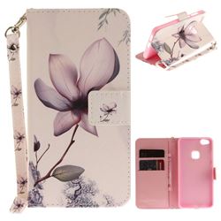Magnolia Flower Hand Strap Leather Wallet Case for Huawei P10 Lite P10Lite