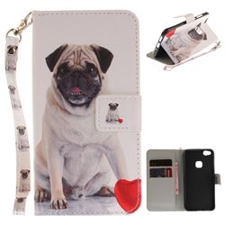 Pug Dog Hand Strap Leather Wallet Case for Huawei P10 Lite P10Lite