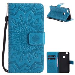 Embossing Sunflower Leather Wallet Case for Huawei P10 Lite P10Lite - Purple
