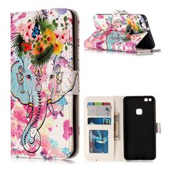 Flower Elephant 3D Relief Oil PU Leather Wallet Case for Huawei P10 Lite P10Lite