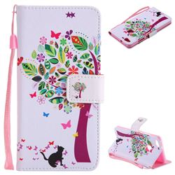 Cat and Tree PU Leather Wallet Case for Huawei P10 Lite P10Lite