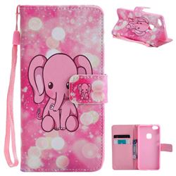 Pink Elephant PU Leather Wallet Case for Huawei P10 Lite P10Lite