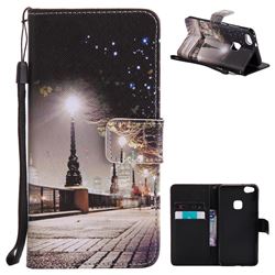 City Night View PU Leather Wallet Case for Huawei P10 Lite P10Lite