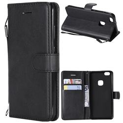 Retro Greek Classic Smooth PU Leather Wallet Phone Case for Huawei P10 Lite P10Lite - Black