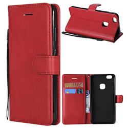 Retro Greek Classic Smooth PU Leather Wallet Phone Case for Huawei P10 Lite P10Lite - Red