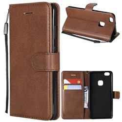 Retro Greek Classic Smooth PU Leather Wallet Phone Case for Huawei P10 Lite P10Lite - Brown