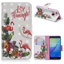 Flower Flamingo 3D Painted Leather Wallet Phone Case for Huawei P10 Lite P10Lite
