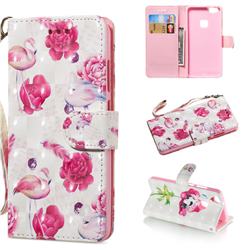 Flamingo 3D Painted Leather Wallet Phone Case for Huawei P10 Lite P10Lite