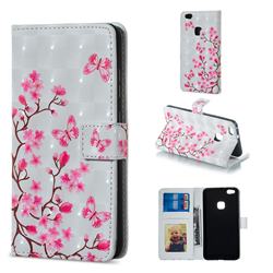 Butterfly Sakura Flower 3D Painted Leather Phone Wallet Case for Huawei P10 Lite P10Lite