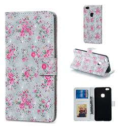Roses Flower 3D Painted Leather Phone Wallet Case for Huawei P10 Lite P10Lite