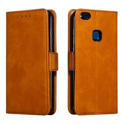 Retro Classic Calf Pattern Leather Wallet Phone Case for Huawei P10 Lite P10Lite - Yellow