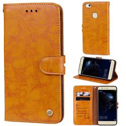 Luxury Retro Oil Wax PU Leather Wallet Phone Case for Huawei P10 Lite P10Lite - Orange Yellow