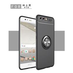Auto Focus Invisible Ring Holder Soft Phone Case for Huawei P10 Plus - Black