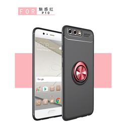 Auto Focus Invisible Ring Holder Soft Phone Case for Huawei P10 Plus - Black Red