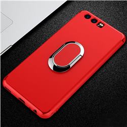 Anti-fall Invisible 360 Rotating Ring Grip Holder Kickstand Phone Cover for Huawei P10 Plus - Red