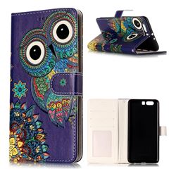 Folk Owl 3D Relief Oil PU Leather Wallet Case for Huawei P10 Plus