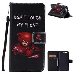 Angry Bear PU Leather Wallet Case for Huawei P10 Plus