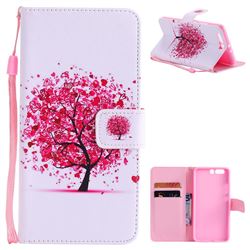 Colored Red Tree PU Leather Wallet Case for Huawei P10 Plus