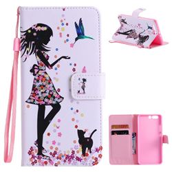 Petals and Cats PU Leather Wallet Case for Huawei P10 Plus