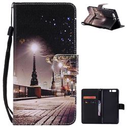 City Night View PU Leather Wallet Case for Huawei P10 Plus