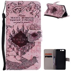 Castle The Marauders Map PU Leather Wallet Case for Huawei P10 Plus