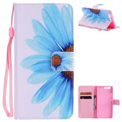Blue Sunflower PU Leather Wallet Case for Huawei P10 Plus