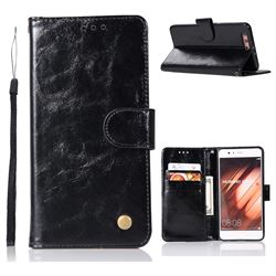 Luxury Retro Leather Wallet Case for Huawei P10 Plus - Black