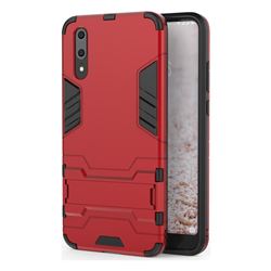 Armor Premium Tactical Grip Kickstand Shockproof Dual Layer Rugged Hard Cover for Huawei P20 - Wine Red