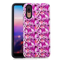 Lotus Flower Pattern 2 in 1 PC + TPU Glossy Embossed Back Cover for Huawei P20