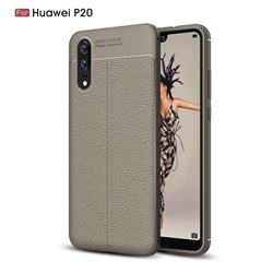 Luxury Auto Focus Litchi Texture Silicone TPU Back Cover for Huawei P20 - Gray