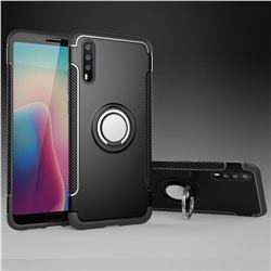 Armor Anti Drop Carbon PC + Silicon Invisible Ring Holder Phone Case for Huawei P20 - Black