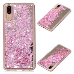 Glitter Sand Mirror Quicksand Dynamic Liquid Star TPU Case for Huawei P20 - Cherry Pink