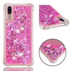 Dynamic Liquid Glitter Sand Quicksand TPU Case for Huawei P20 - Pink Love Heart
