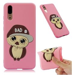 Bad Boy Owl Soft 3D Silicone Case for Huawei P20 - Pink