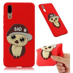 Bad Boy Owl Soft 3D Silicone Case for Huawei P20 - Red