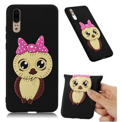 Bowknot Girl Owl Soft 3D Silicone Case for Huawei P20 - Black