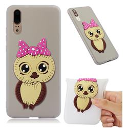 Bowknot Girl Owl Soft 3D Silicone Case for Huawei P20 - Translucent White