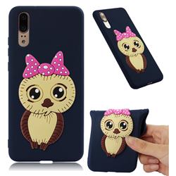 Bowknot Girl Owl Soft 3D Silicone Case for Huawei P20 - Navy