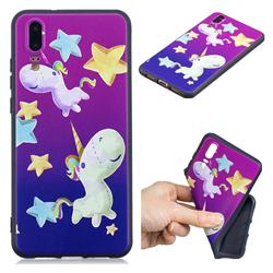 Pony 3D Embossed Relief Black TPU Cell Phone Back Cover for Huawei P20