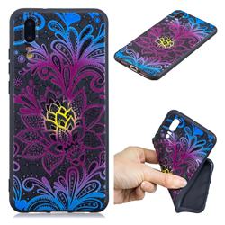 Colorful Lace 3D Embossed Relief Black TPU Cell Phone Back Cover for Huawei P20