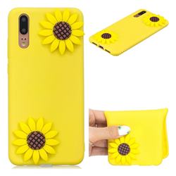 Yellow Sunflower Soft 3D Silicone Case for Huawei P20
