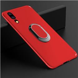 Anti-fall Invisible 360 Rotating Ring Grip Holder Kickstand Phone Cover for Huawei P20 - Red