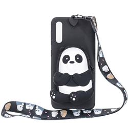 Cute Panda Neck Lanyard Zipper Wallet Silicone Case for Huawei P20