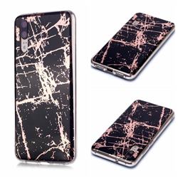 Black Galvanized Rose Gold Marble Phone Back Cover for Huawei P20