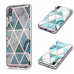 Green White Galvanized Rose Gold Marble Phone Back Cover for Huawei P20