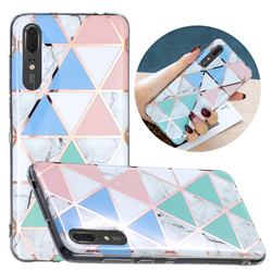Fresh Triangle Painted Marble Electroplating Protective Case for Huawei P20